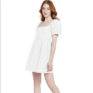 Alice and Olivia White Puff Sleeve Mini Dress